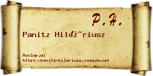 Panitz Hiláriusz névjegykártya
